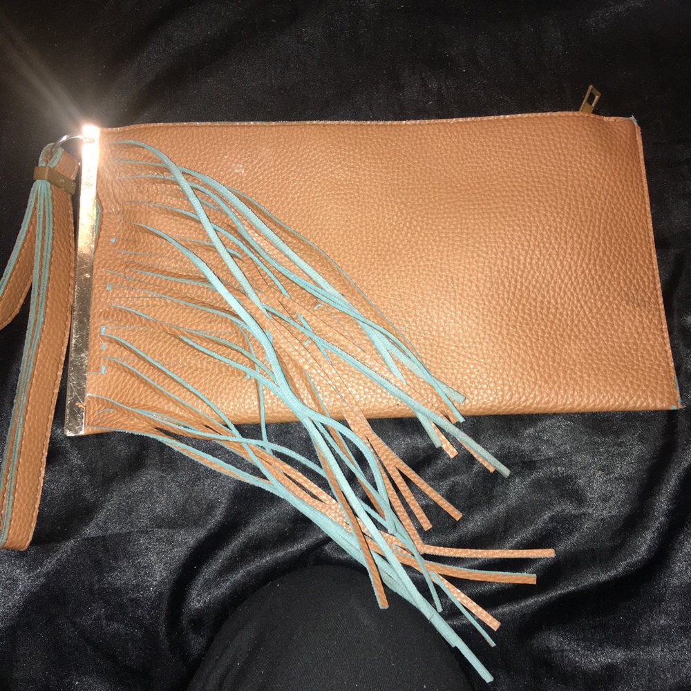 Fringed Faux Leather Brown Wrislet